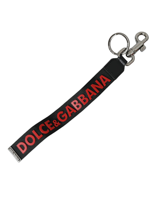 Dolce & Gabbana Red DG Logo Rubber Silver Tone Metal Keyring Keychain