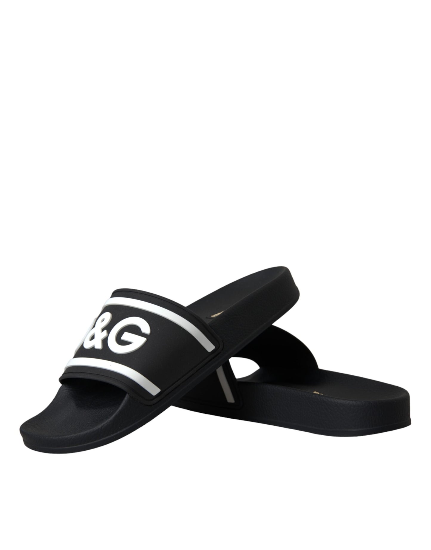 Dolce & Gabbana Black White Sandals Rubber Beachwear Shoes