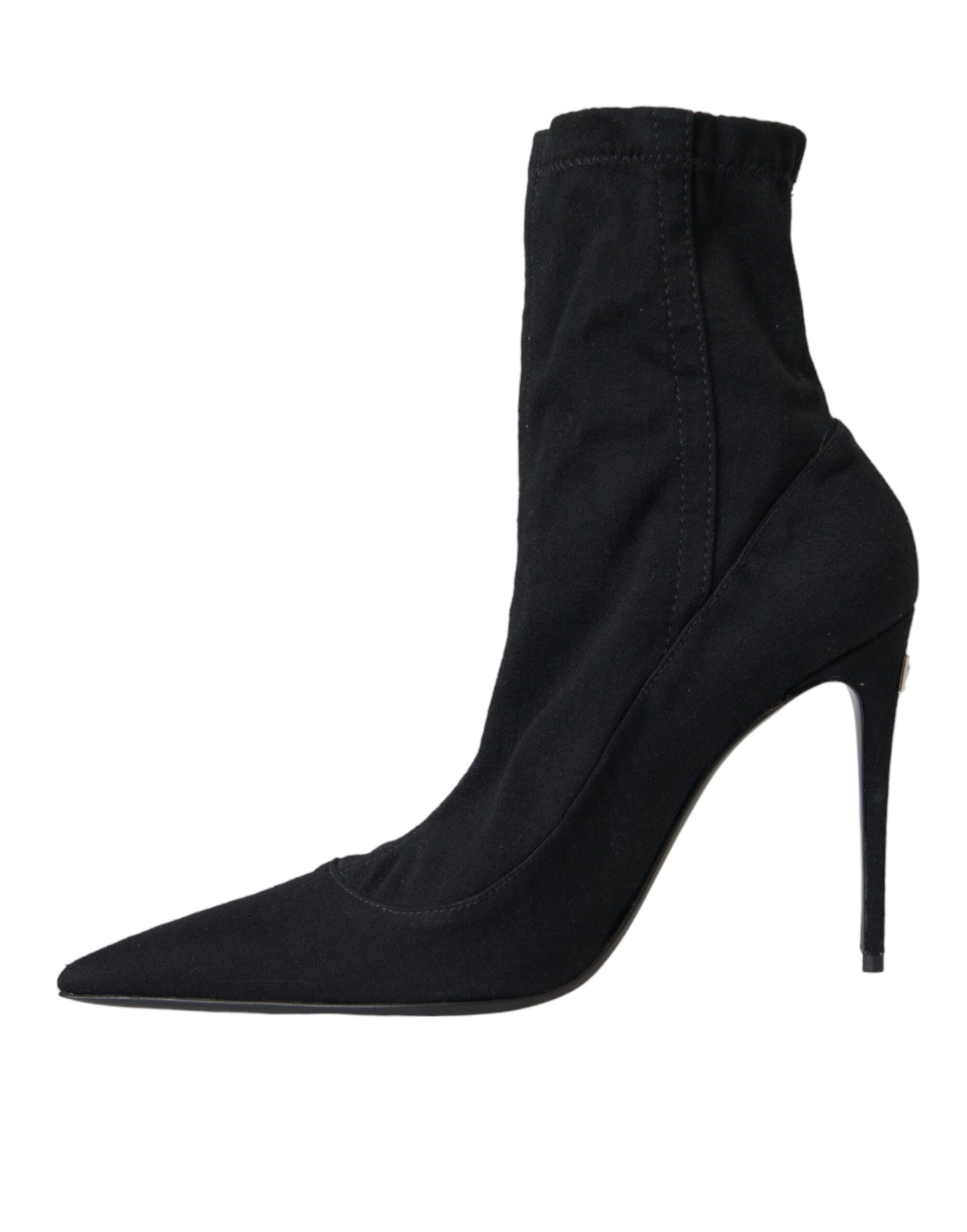 Dolce & Gabbana Black Stiletto Heels Denim Ankle Boots Shoes