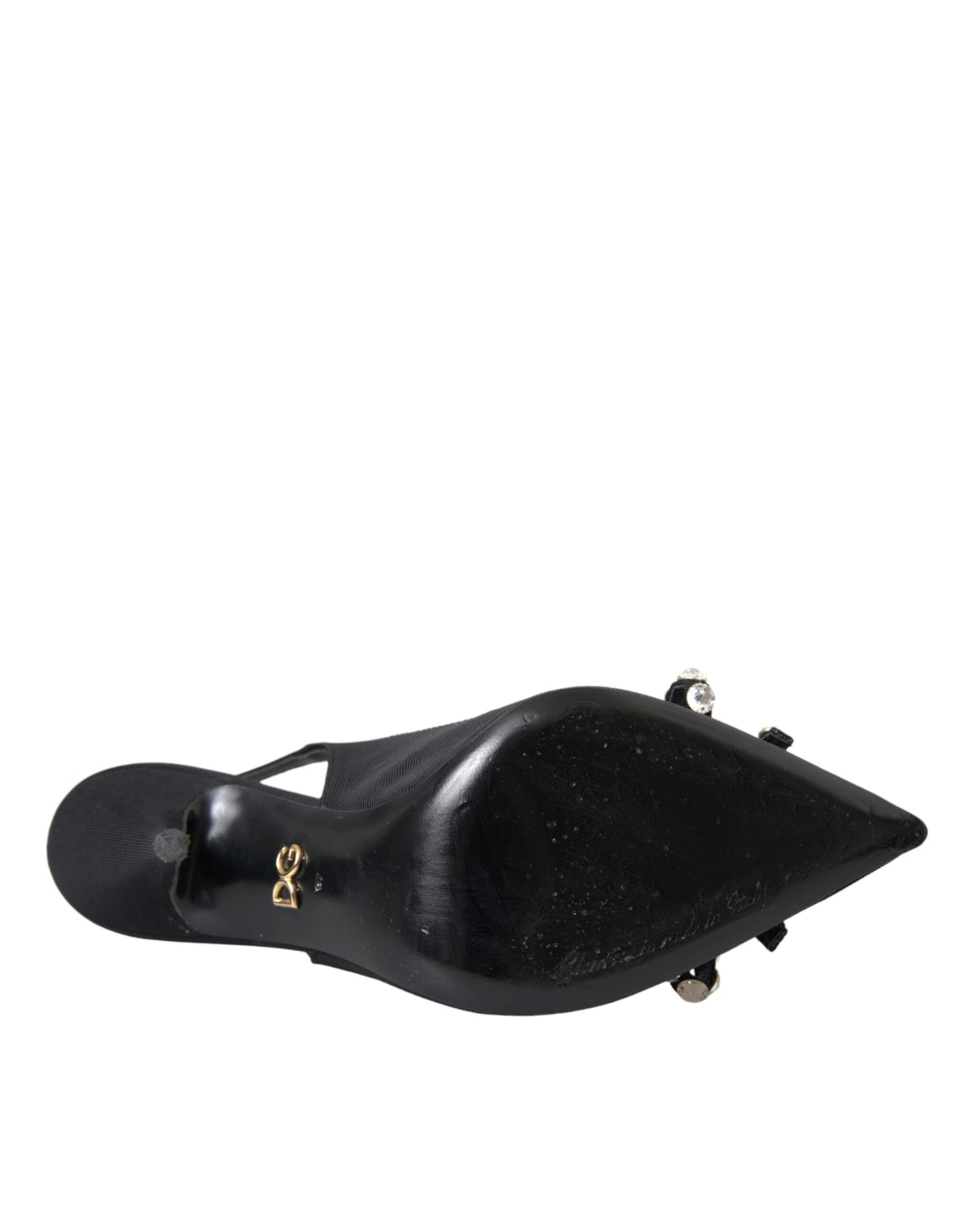 Dolce & Gabbana Black Crystal Embellished Slingback Shoes