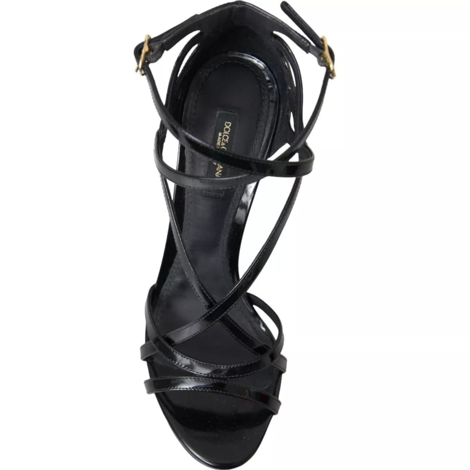 Dolce & Gabbana Black Bellucci Leather Heels Sandals Shoes