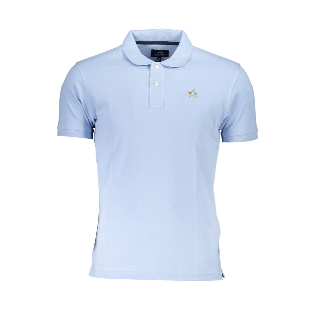 La Martina Light Blue Cotton Men Polo Shirt