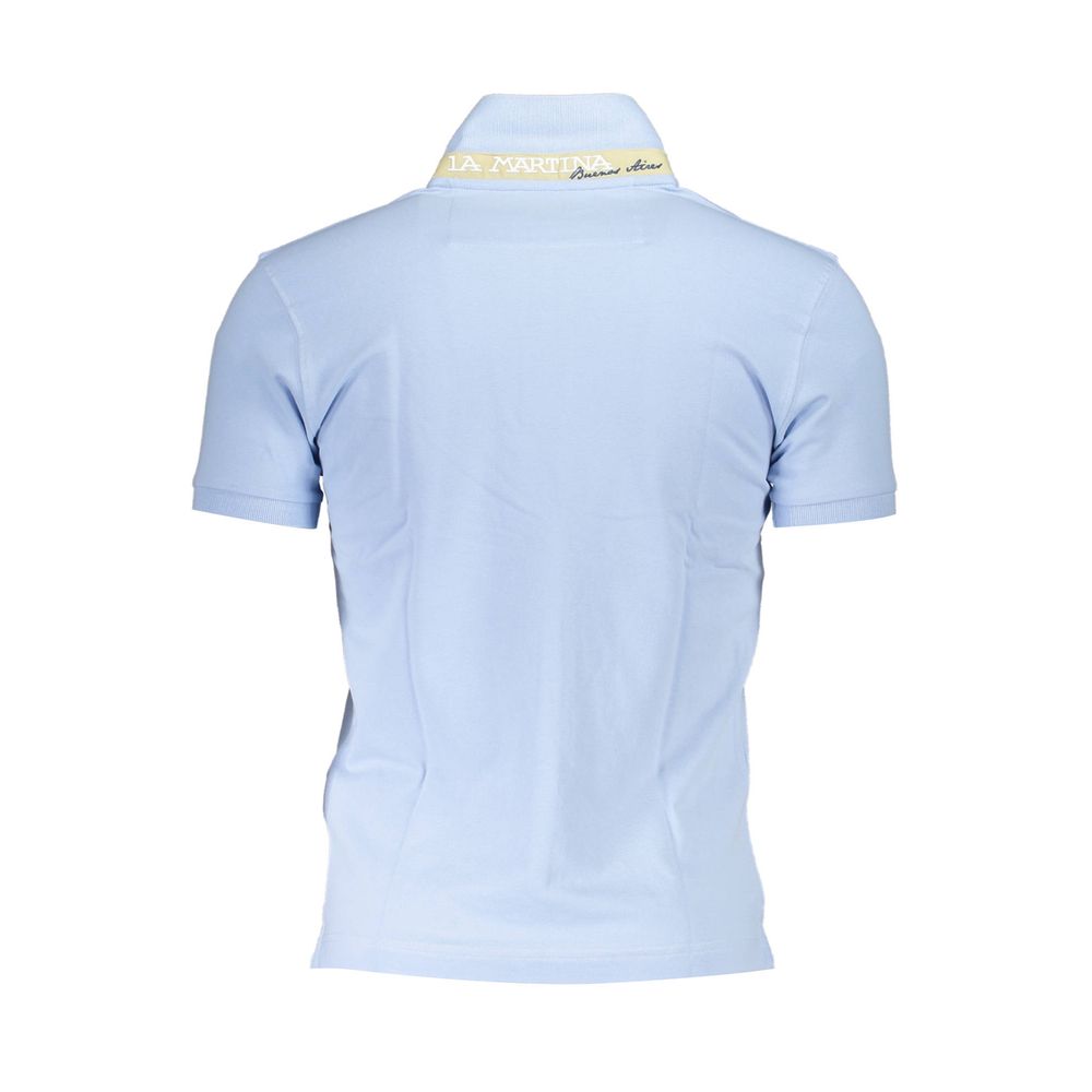 La Martina Light Blue Cotton Men Polo Shirt