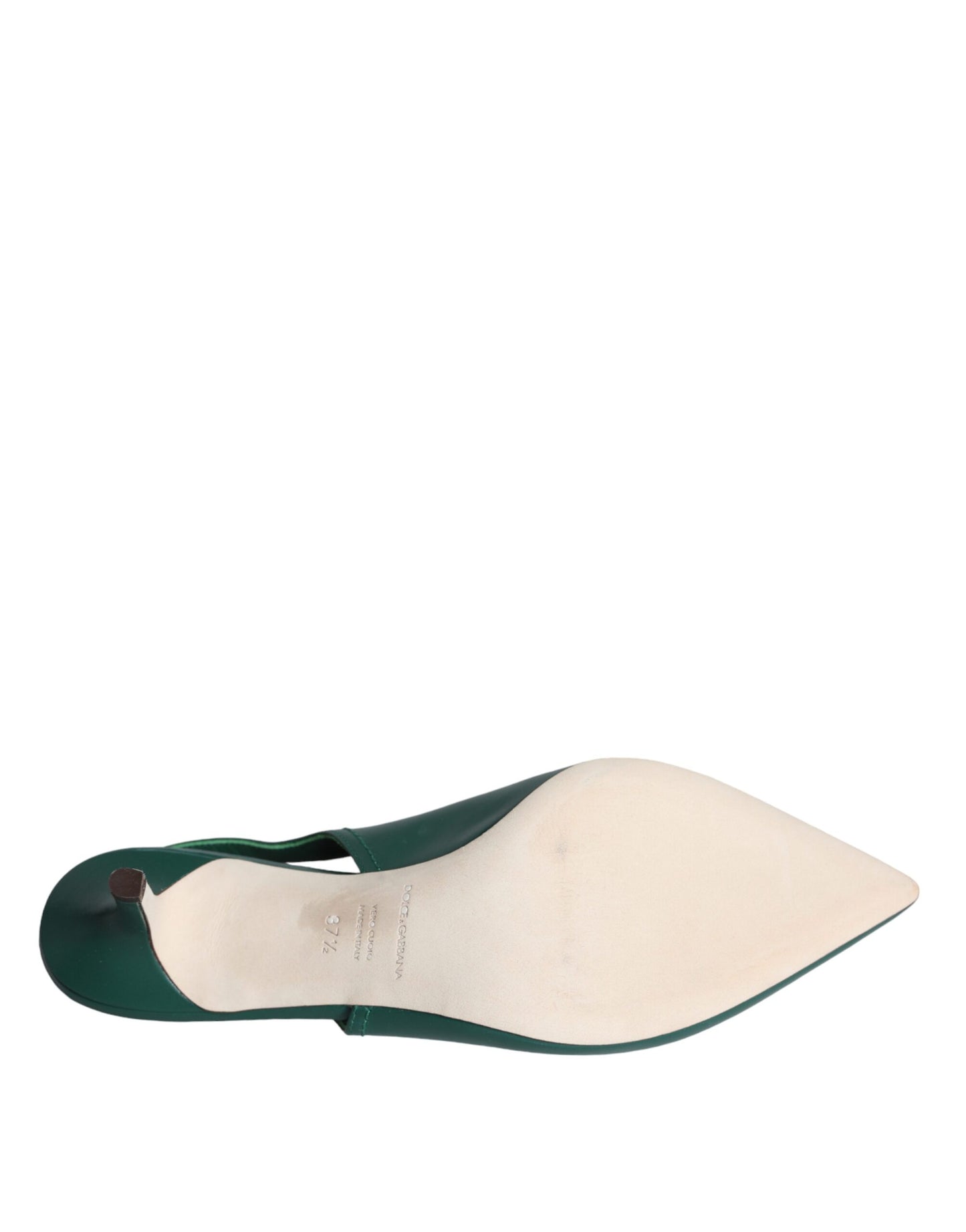 Dolce & Gabbana Dark Green DG Amore Leather Slingbacks Shoes