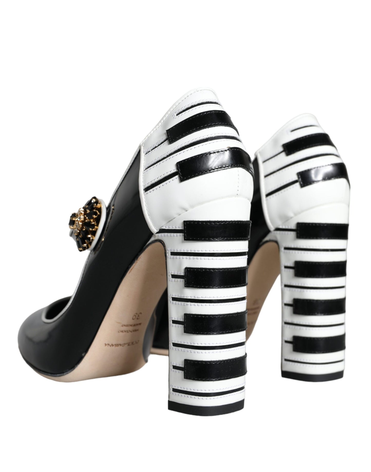 Dolce & Gabbana Black White Piano Keys Mary Janes Heels Shoes