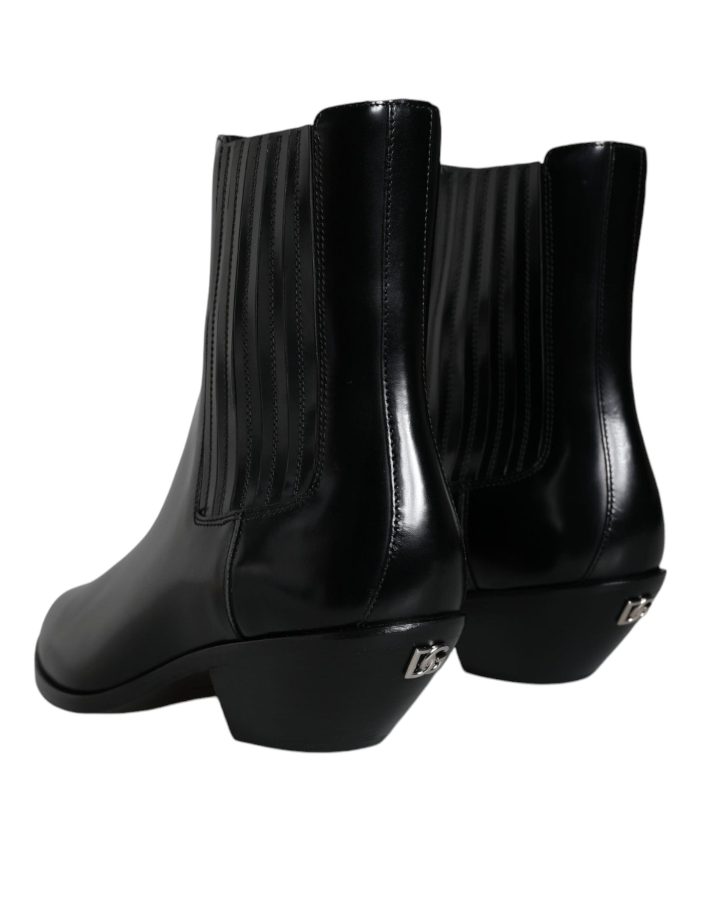 Dolce & Gabbana Black Leather Ankle Boots Booties Shoes