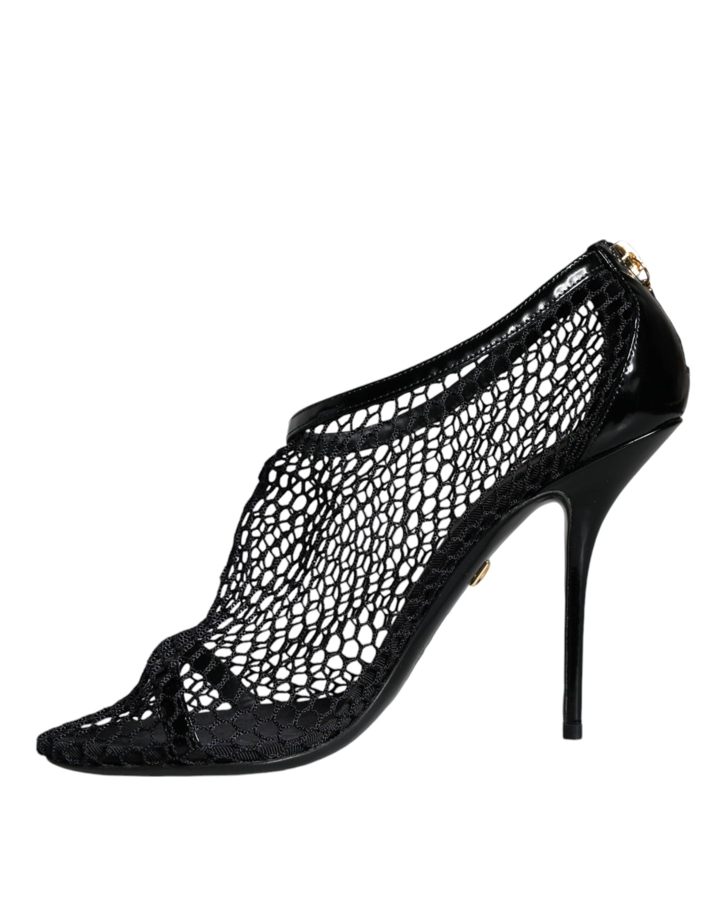 Dolce & Gabbana Black Mesh Leather Heels Keira Sandals Shoes