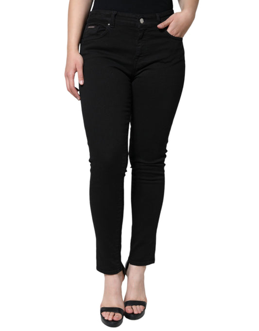 Dolce & Gabbana Black Cotton Mid Waist Skinny Denim Jeans