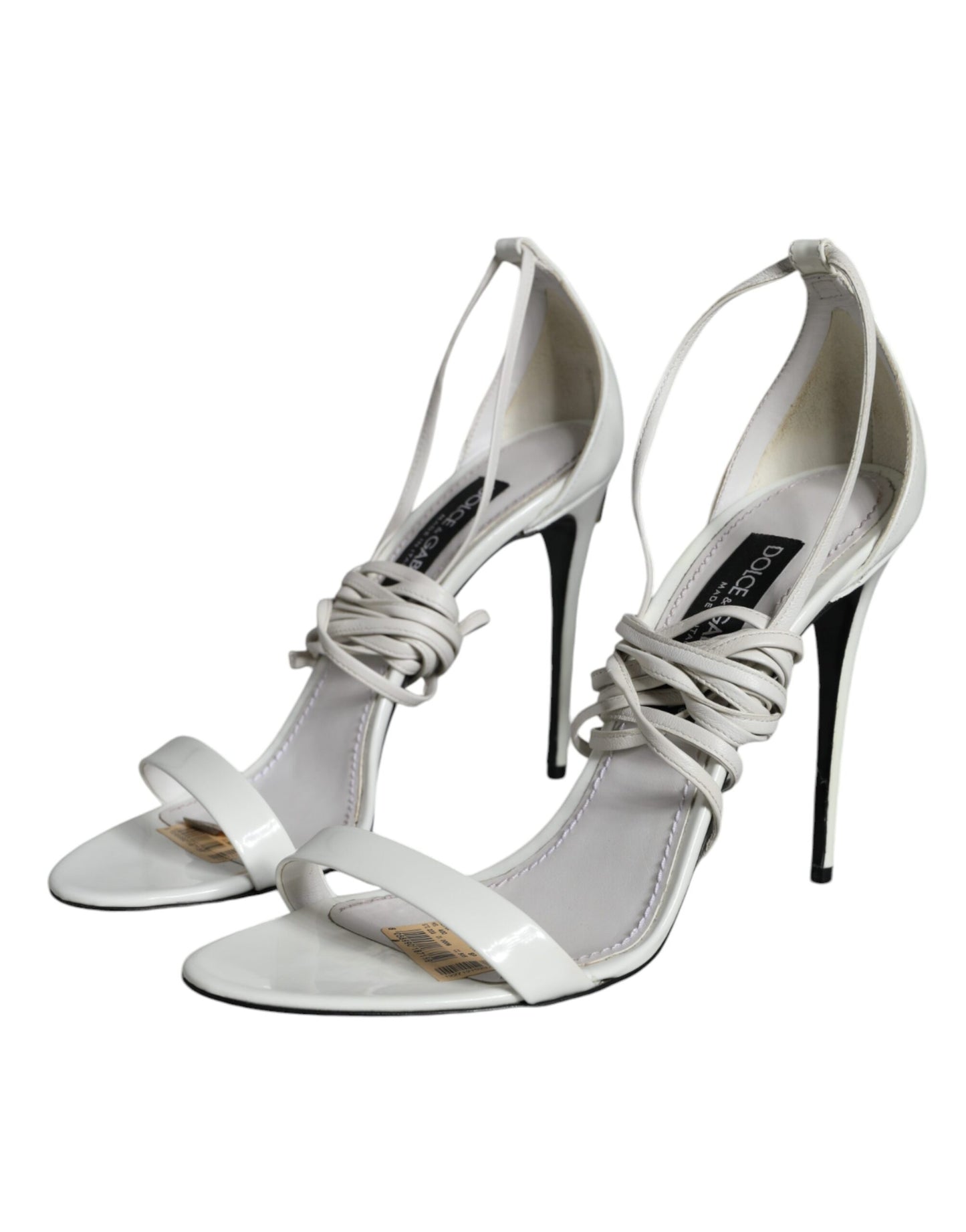 Dolce & Gabbana White Leather High Heels Sandals Shoes