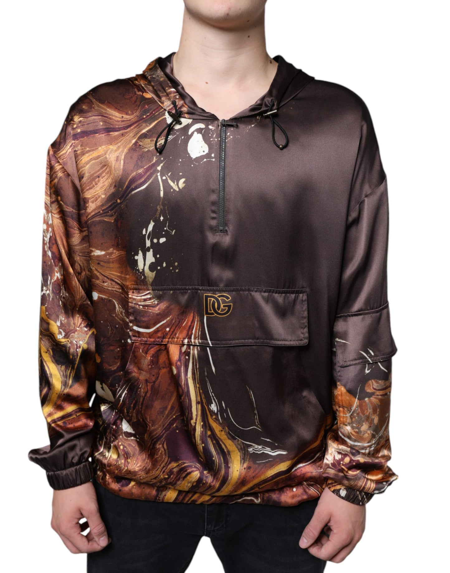 Dolce & Gabbana Brown Tie Dye Hooded Sweatshirt Sweater