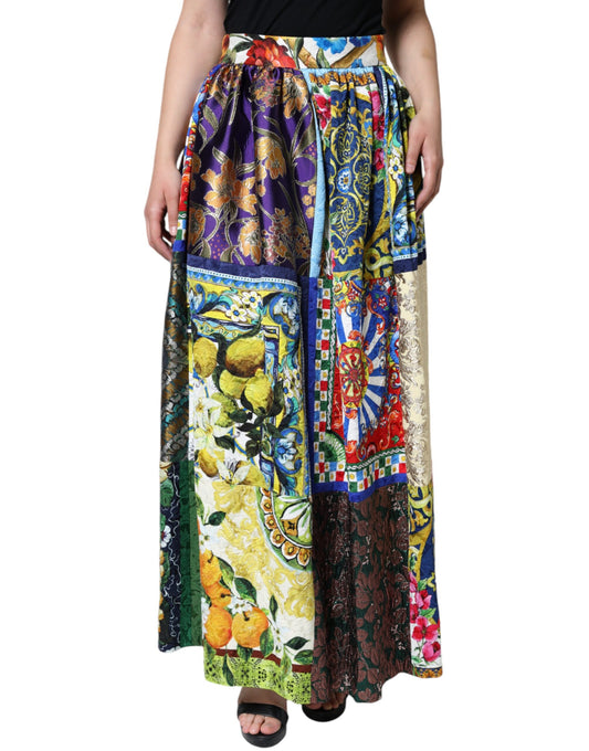 Dolce & Gabbana Multicolor Patchwork Sicily Long Maxi Skirt