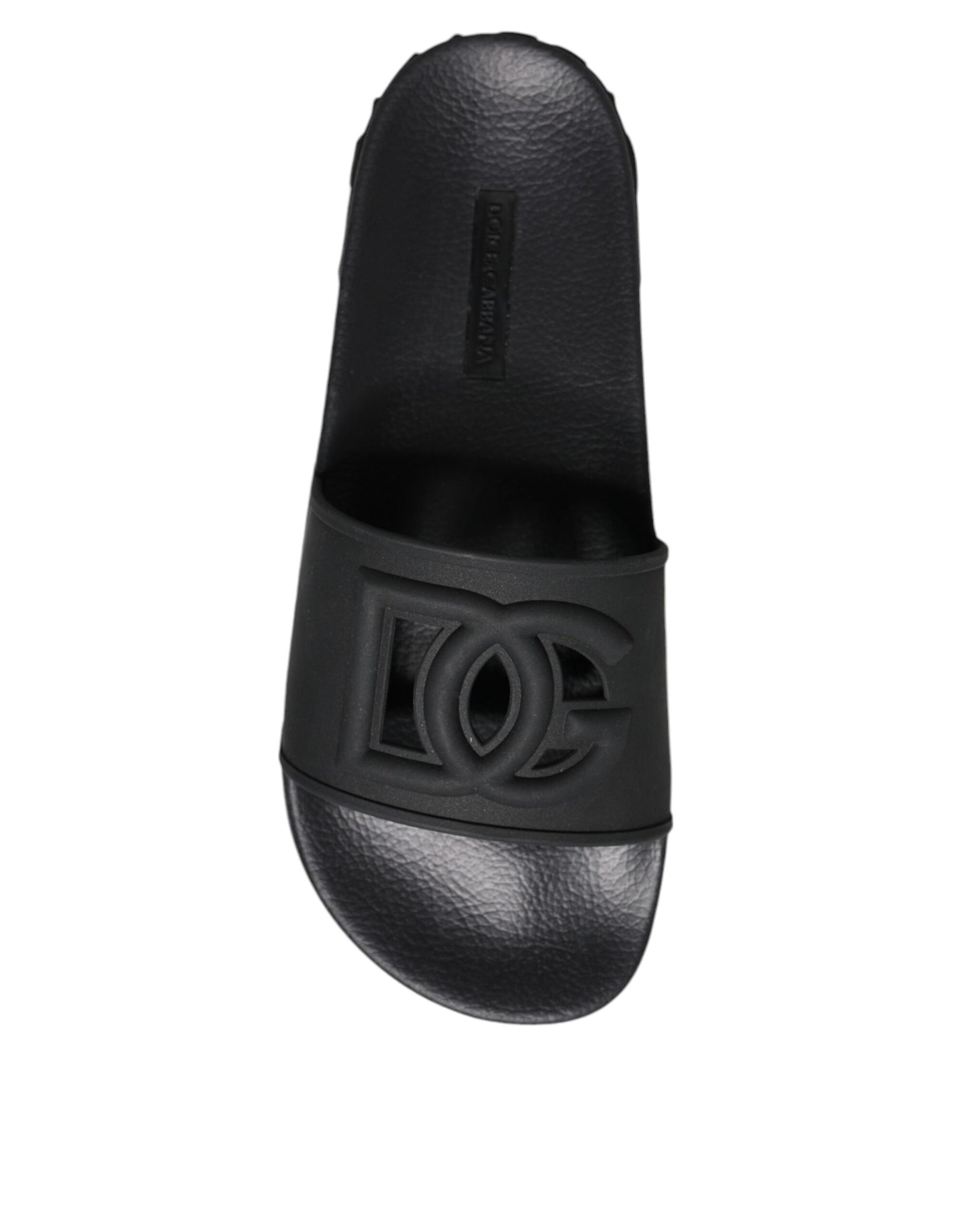 Dolce & Gabbana Black Rubber Slides Sandals Beachwear Shoes