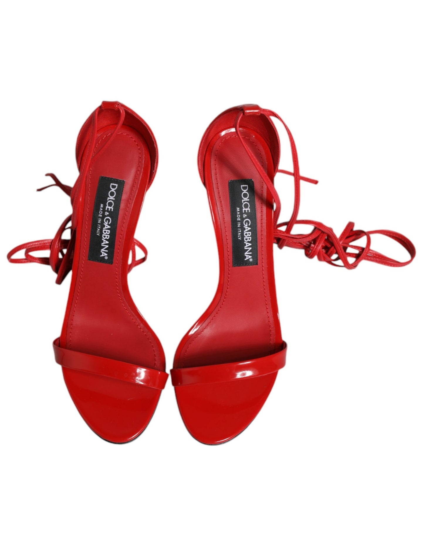 Dolce & Gabbana Red Leather Keira High Heels Sandals Shoes