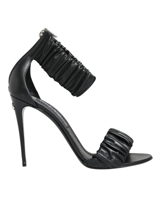 Dolce & Gabbana Black High Heels Ankle Strap Sandals Shoes