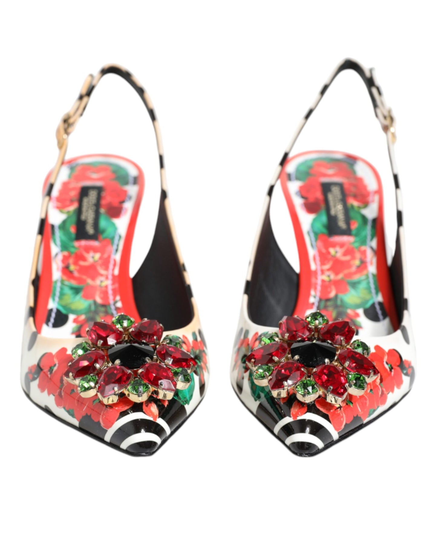 Dolce & Gabbana Multicolor Crystal Heels Slingback Shoes