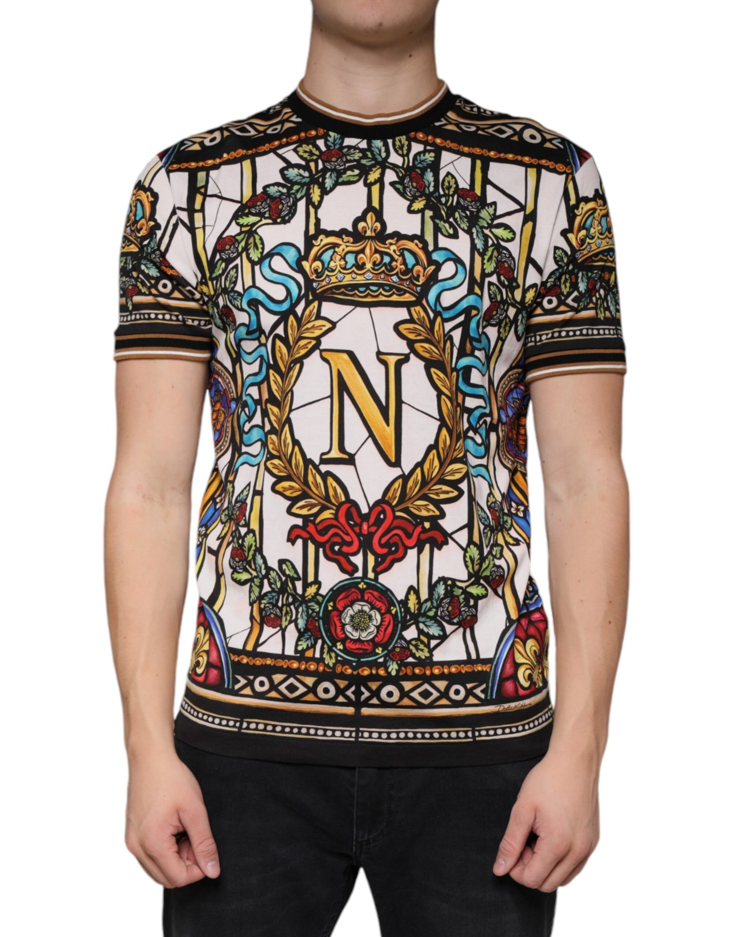 Dolce & Gabbana Multicolor Napoleon Print Cotton T-shirt