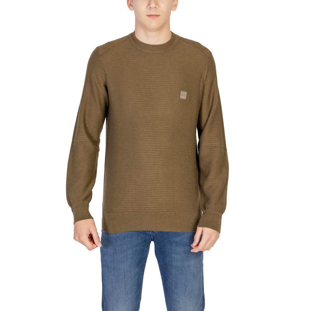 Hugo Boss Green Cotton Sweater