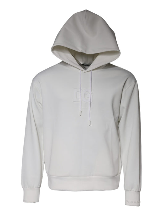 Dolce & Gabbana White DG Logo Hooded Men Sweatshirt Sweater