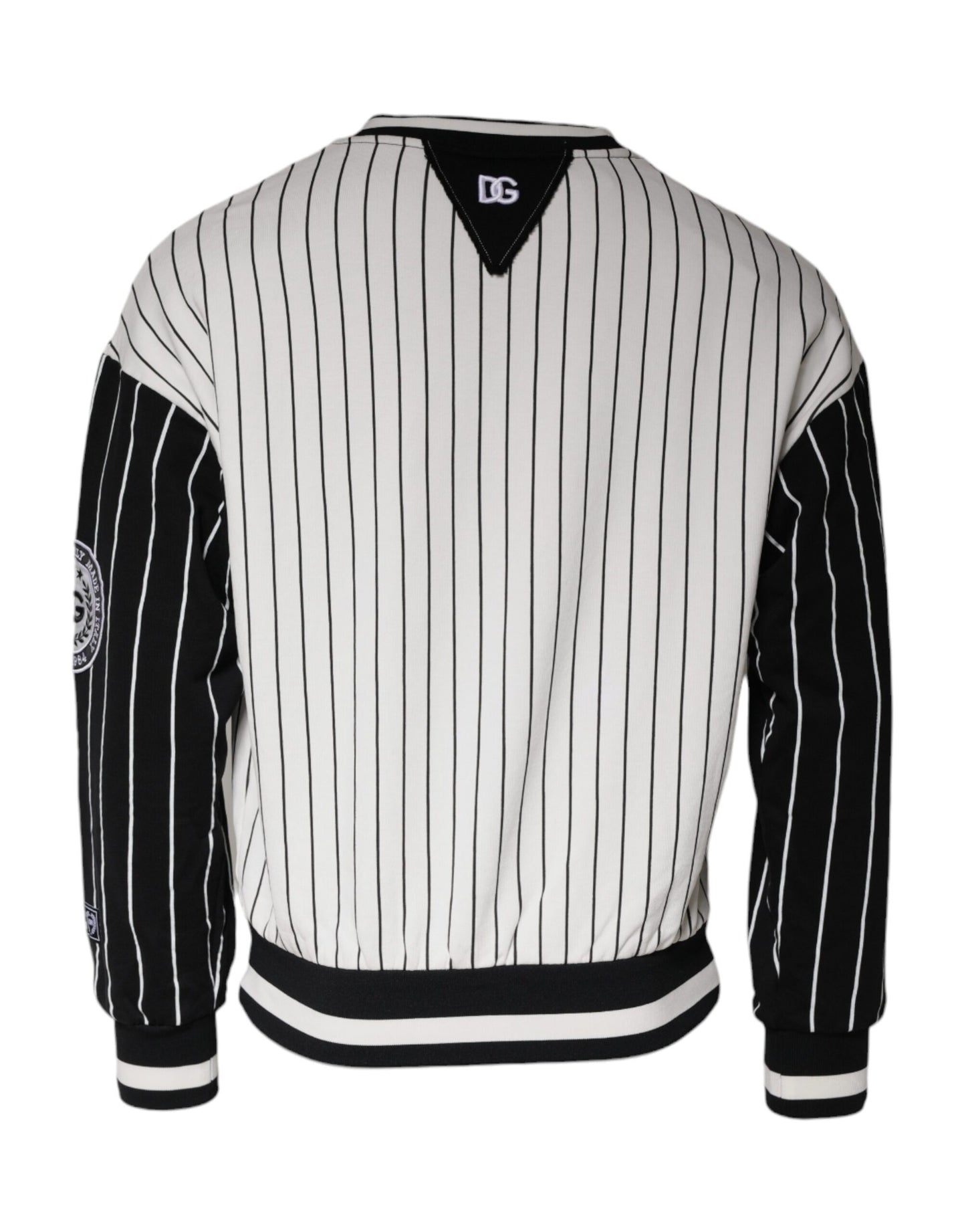 Dolce & Gabbana Black White Stripes Logo Sweatshirt Sweater