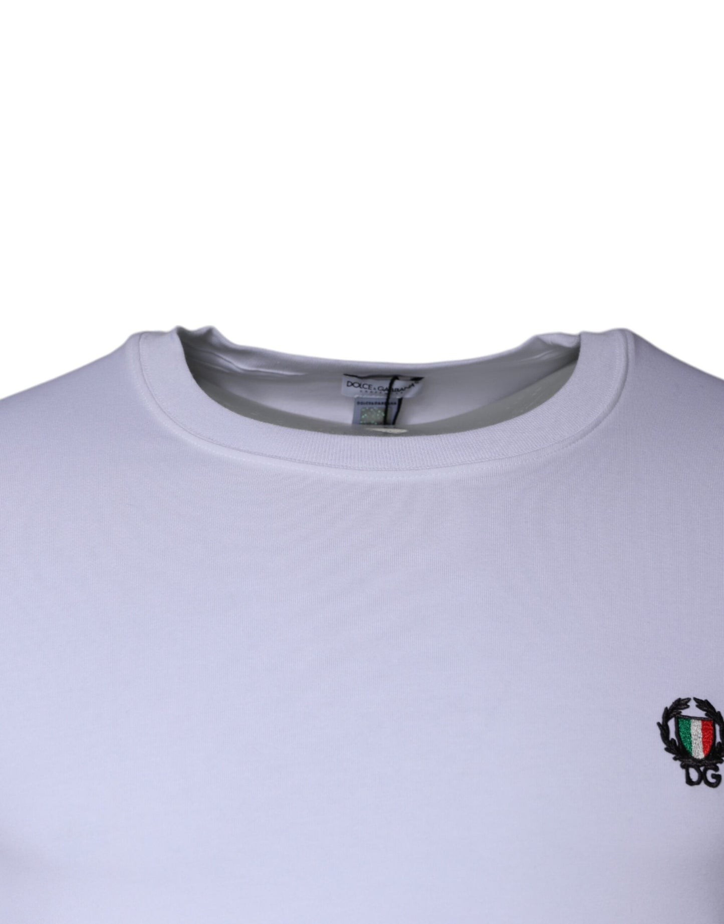 Dolce & Gabbana White Logo Cotton Crew Neck T-shirt