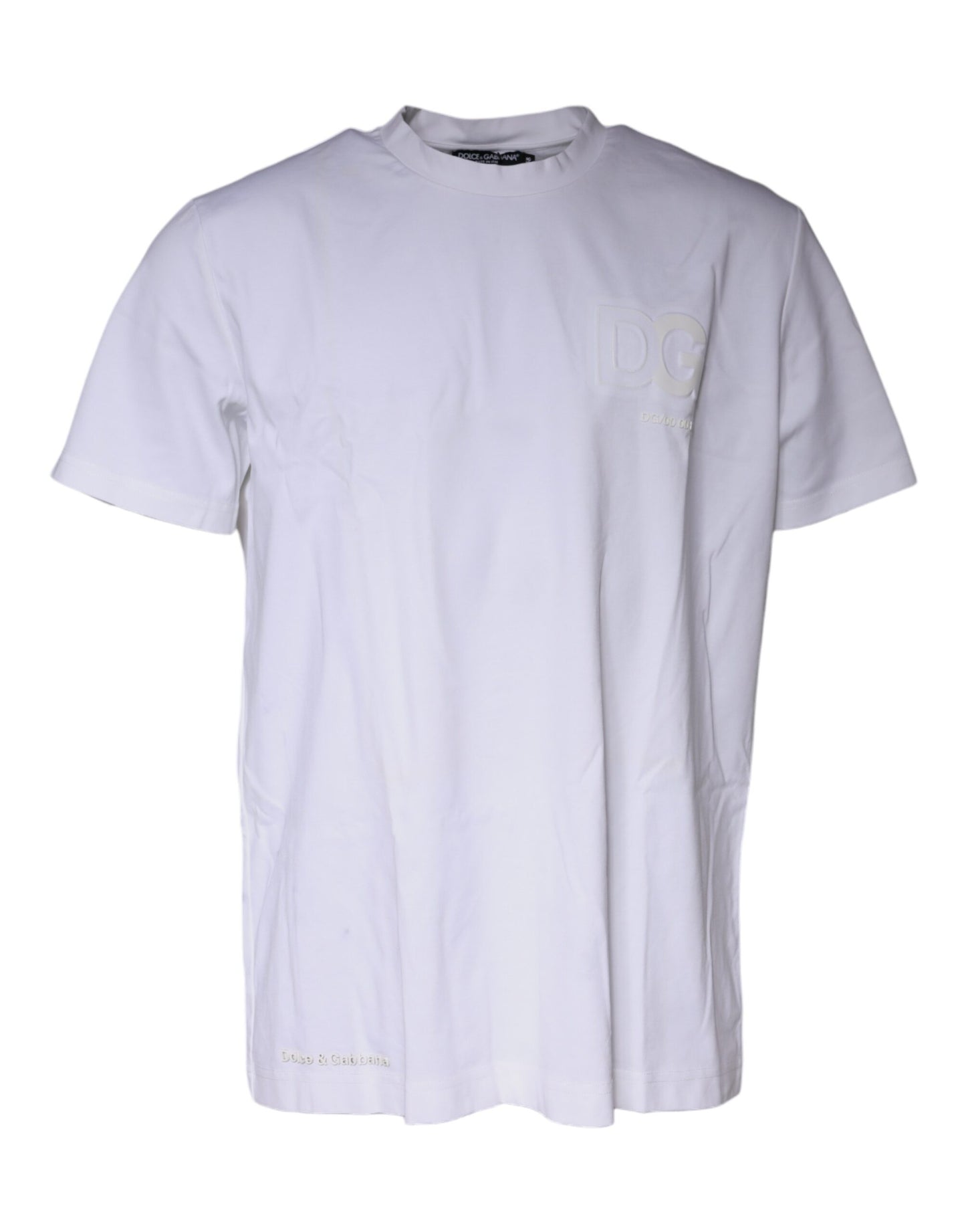 Dolce & Gabbana White Embossed Logo Crew Neck T-shirt