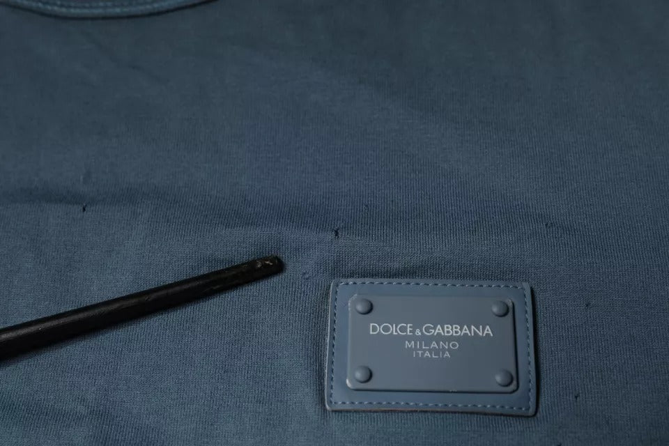 Dolce & Gabbana Blue Cotton Round Neck Short Sleeve T-shirt