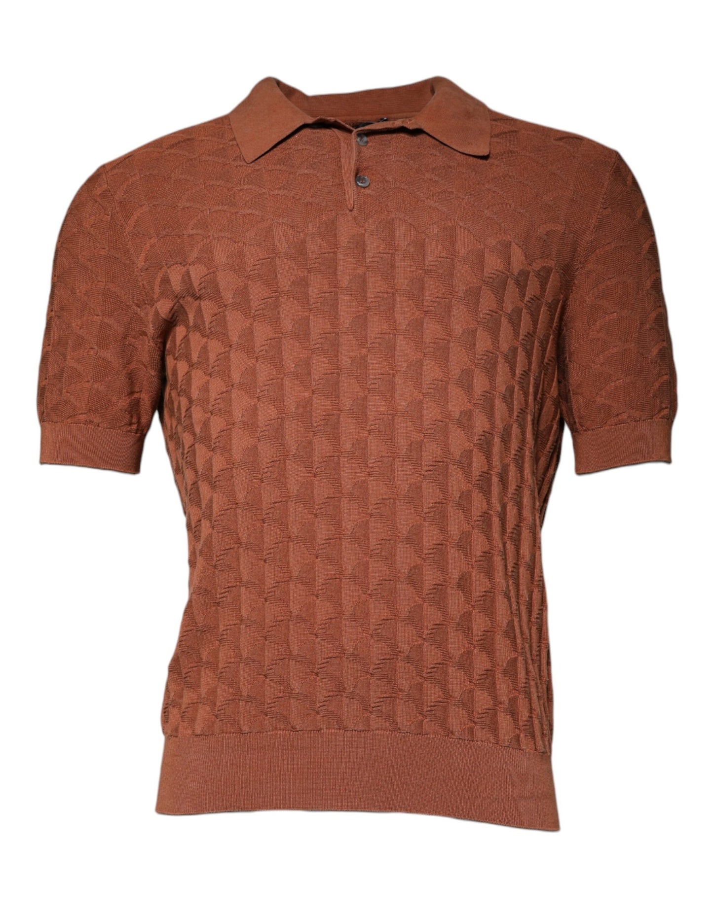 Dolce & Gabbana Brown Silk Collared Short Sleeves T-shirt