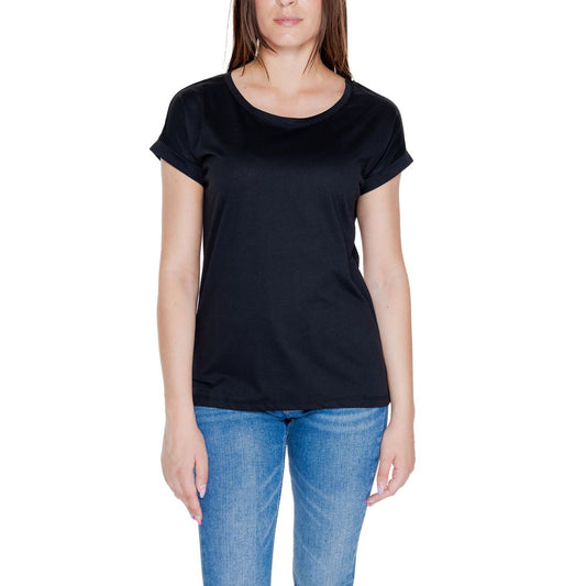 Vila Clothes Black Cotton Tops & T-Shirt