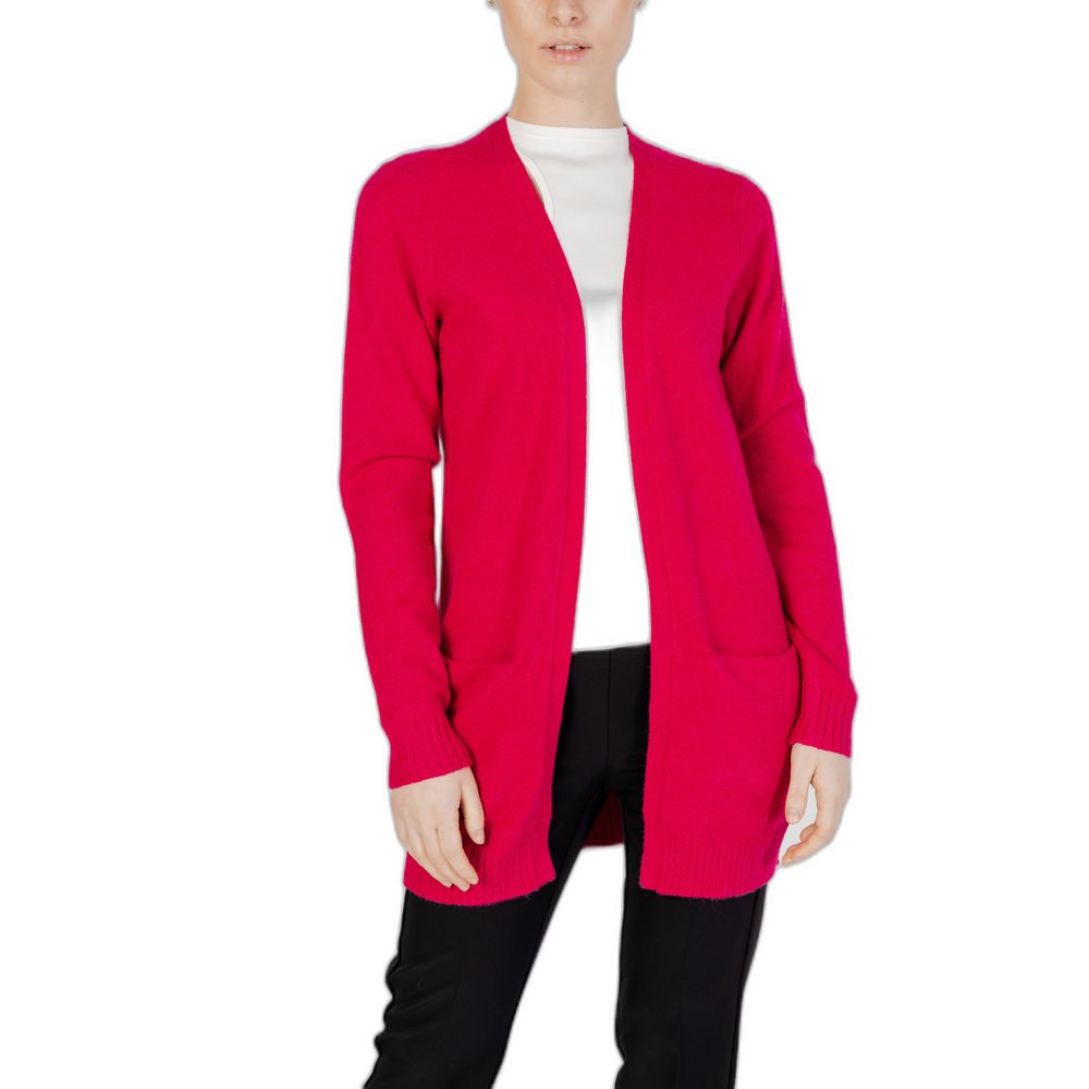 Vila Clothes Pink Polyester Cardigan