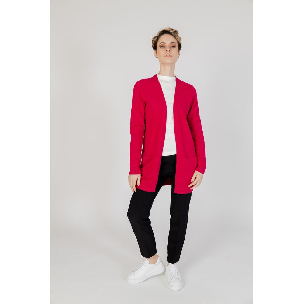 Vila Clothes Pink Polyester Cardigan