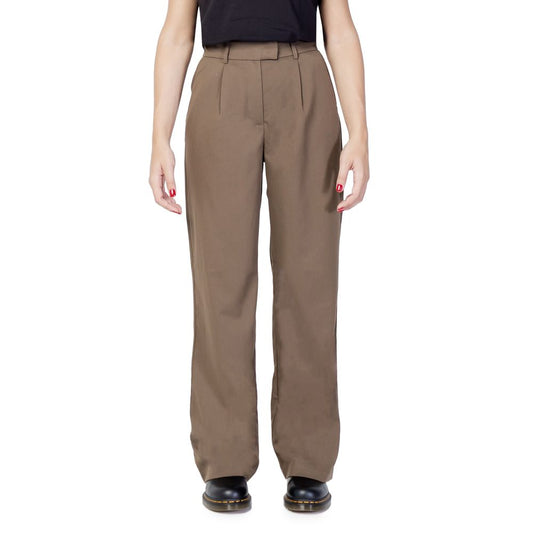 Vila Clothes Brown Polyester Jeans & Pant