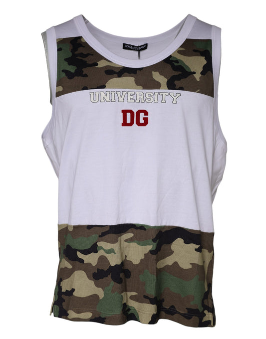 Dolce & Gabbana White Camouflage Tank Sleeveless T-shirt