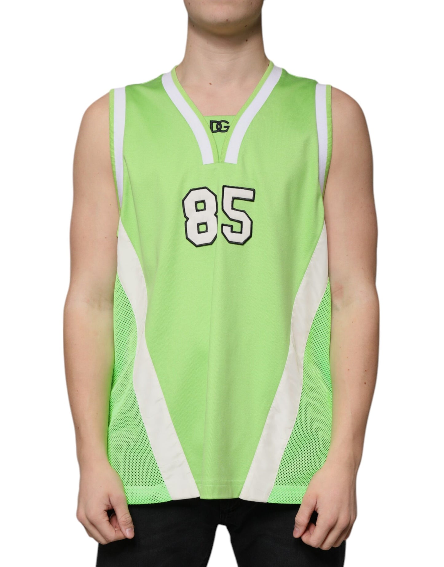 Dolce & Gabbana Green Polyester Jersey Sleeveless T-shirt