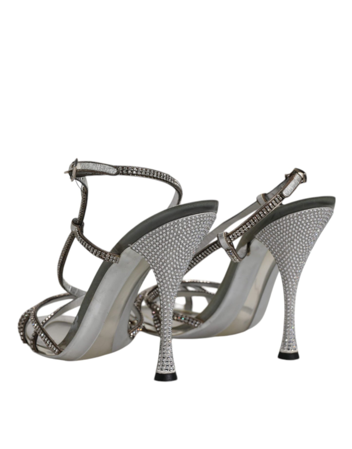 Dolce & Gabbana Silver Crystal Slingback KEIRA Sandals Shoes