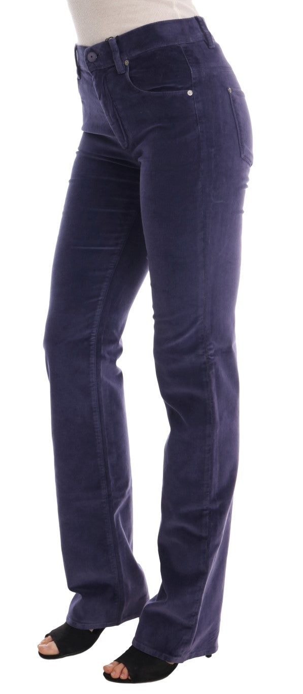 Ermanno Scervino Chic Purple Corduroy Bootcut Flare Pants