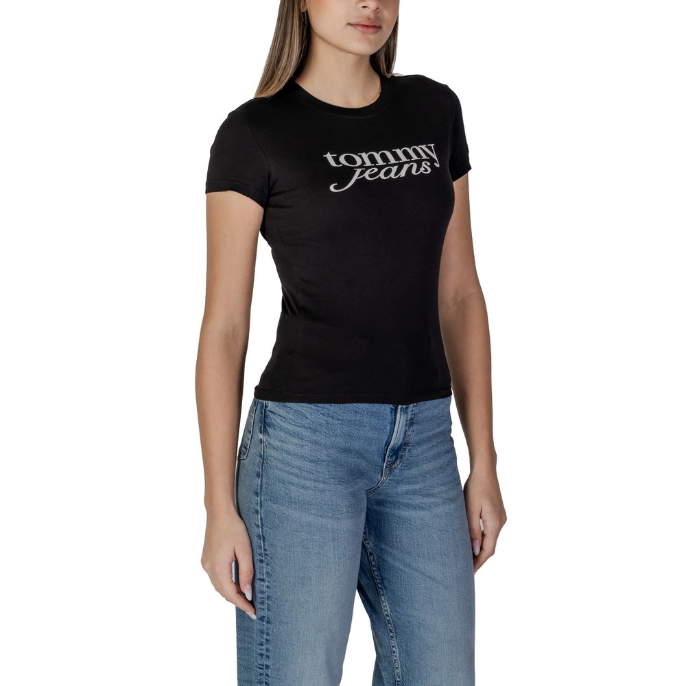 Tommy Hilfiger Jeans Black Cotton Rigenerato Tops & T-Shirt