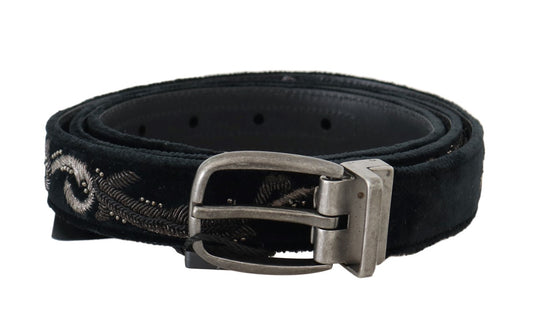 Dolce & Gabbana Elegant Black Cotton-Leather Men's Belt