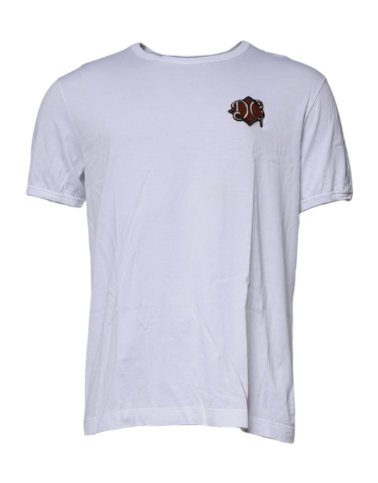 Dolce & Gabbana White DG Embroidery Cotton Crew Neck T-shirt