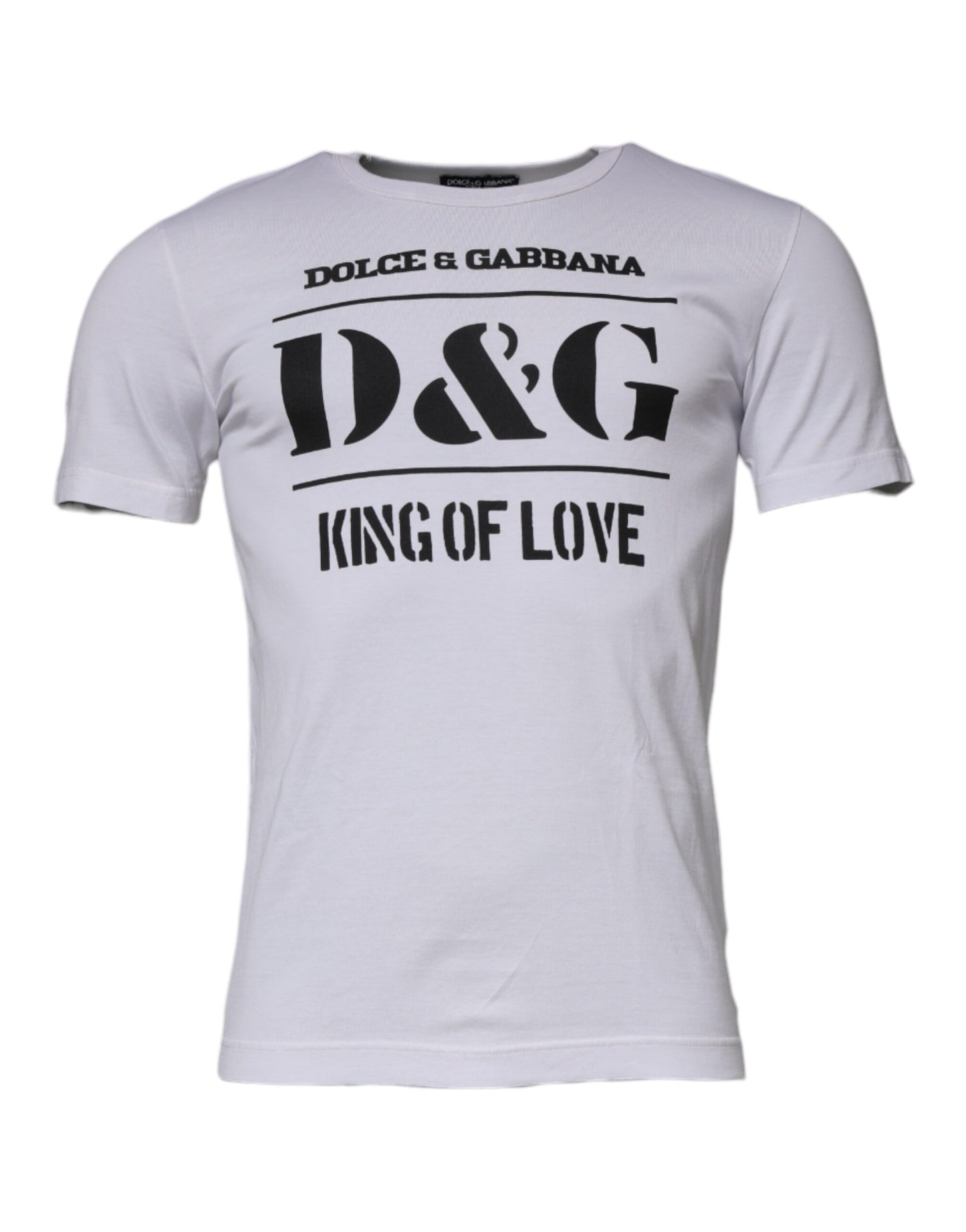 Dolce & Gabbana White D&G King Of Love Cotton Crew Neck T-shirt