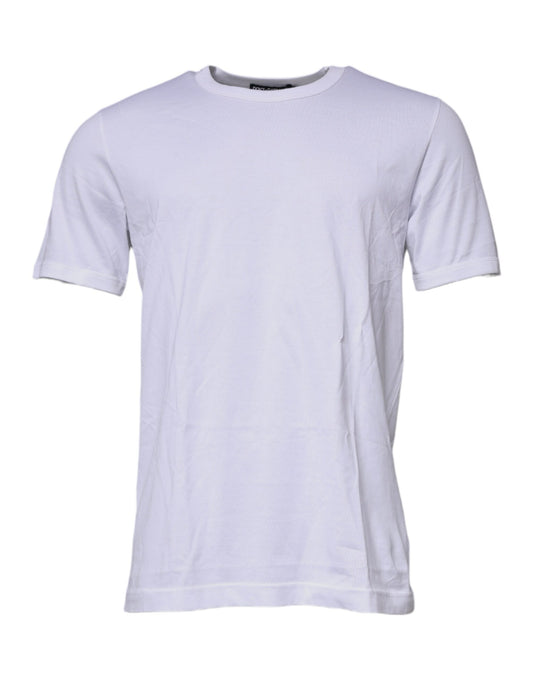 Dolce & Gabbana White Cotton Crew Neck Short Sleeves T-shirt