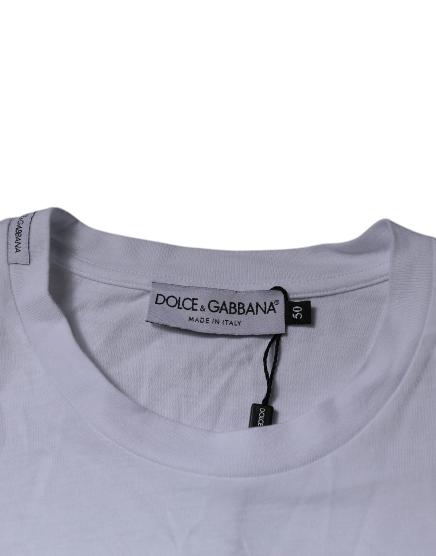 Dolce & Gabbana White DG Logo Cotton Crew Neck T-shirt