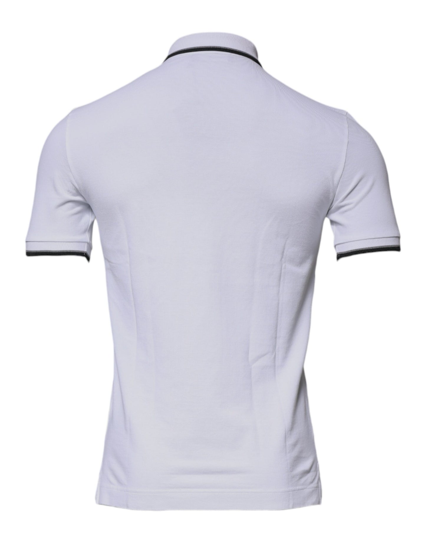 Dolce & Gabbana White Cotton Crown Collared Polo T-shirt