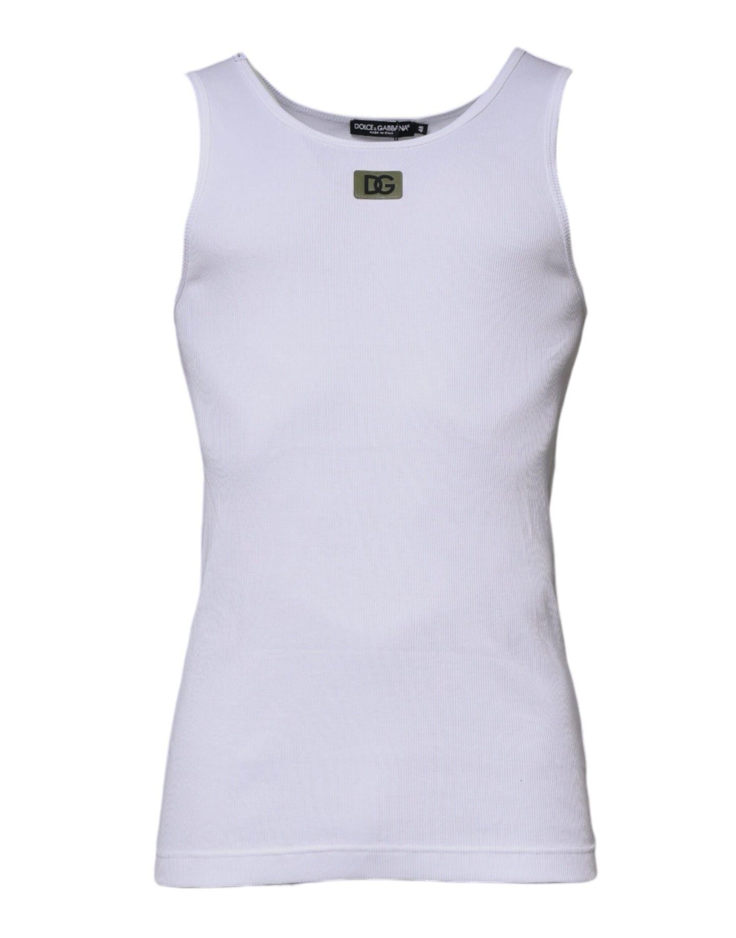 Dolce & Gabbana White Cotton Round Neck Sleeveless T-shirt