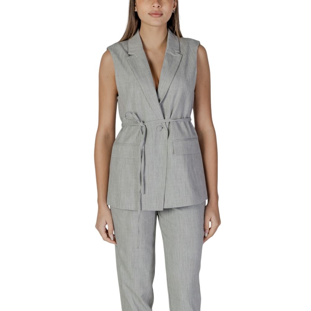 Vila Clothes Gray Recycled Polyester Vest