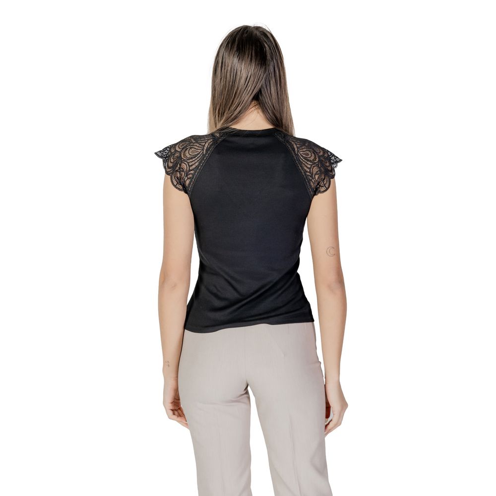 Morgan De Toi Black Recycled Polyester Tops & T-Shirt