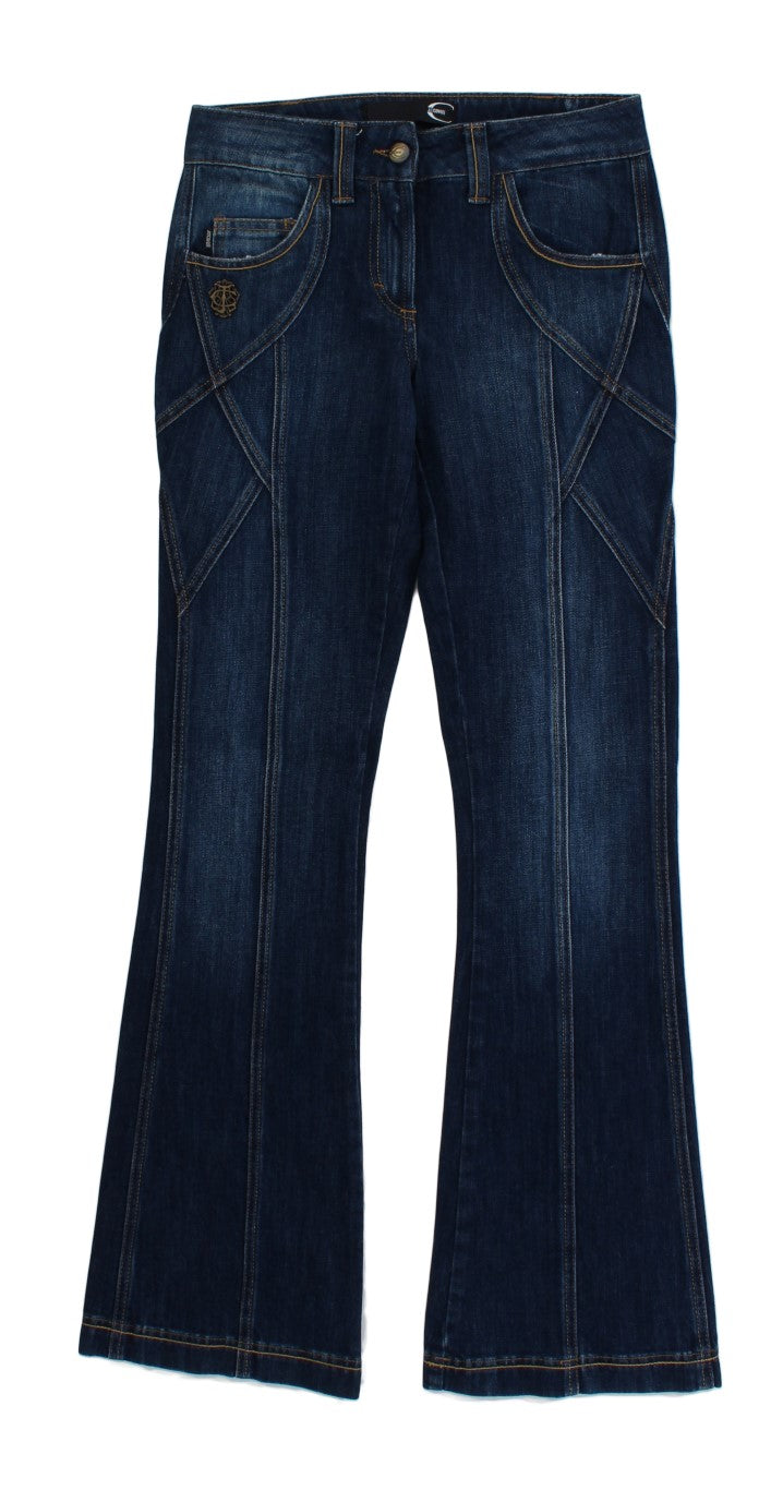 Cavalli Elegant Flare Leg Low Waist Denim