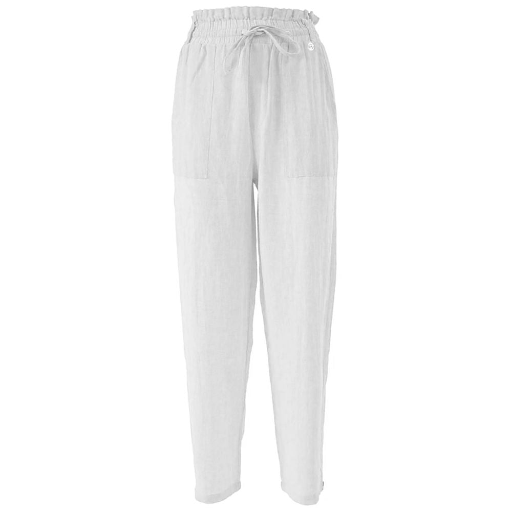 Yes Zee White Linen Jeans & Pant