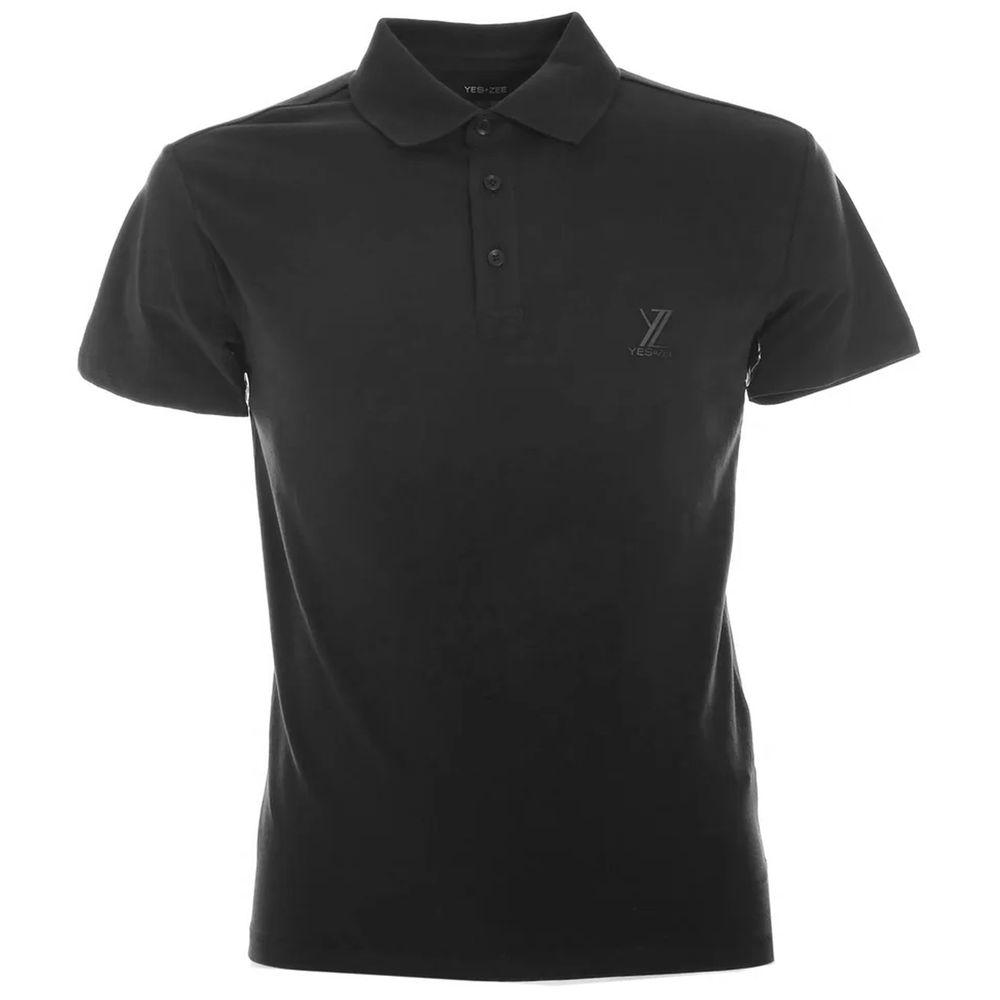 Yes Zee Black Cotton Men Polo Shirt